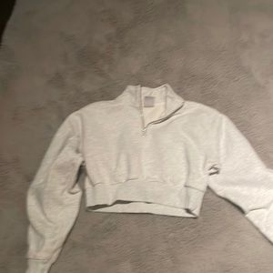 Women’s white cropped quarter zip